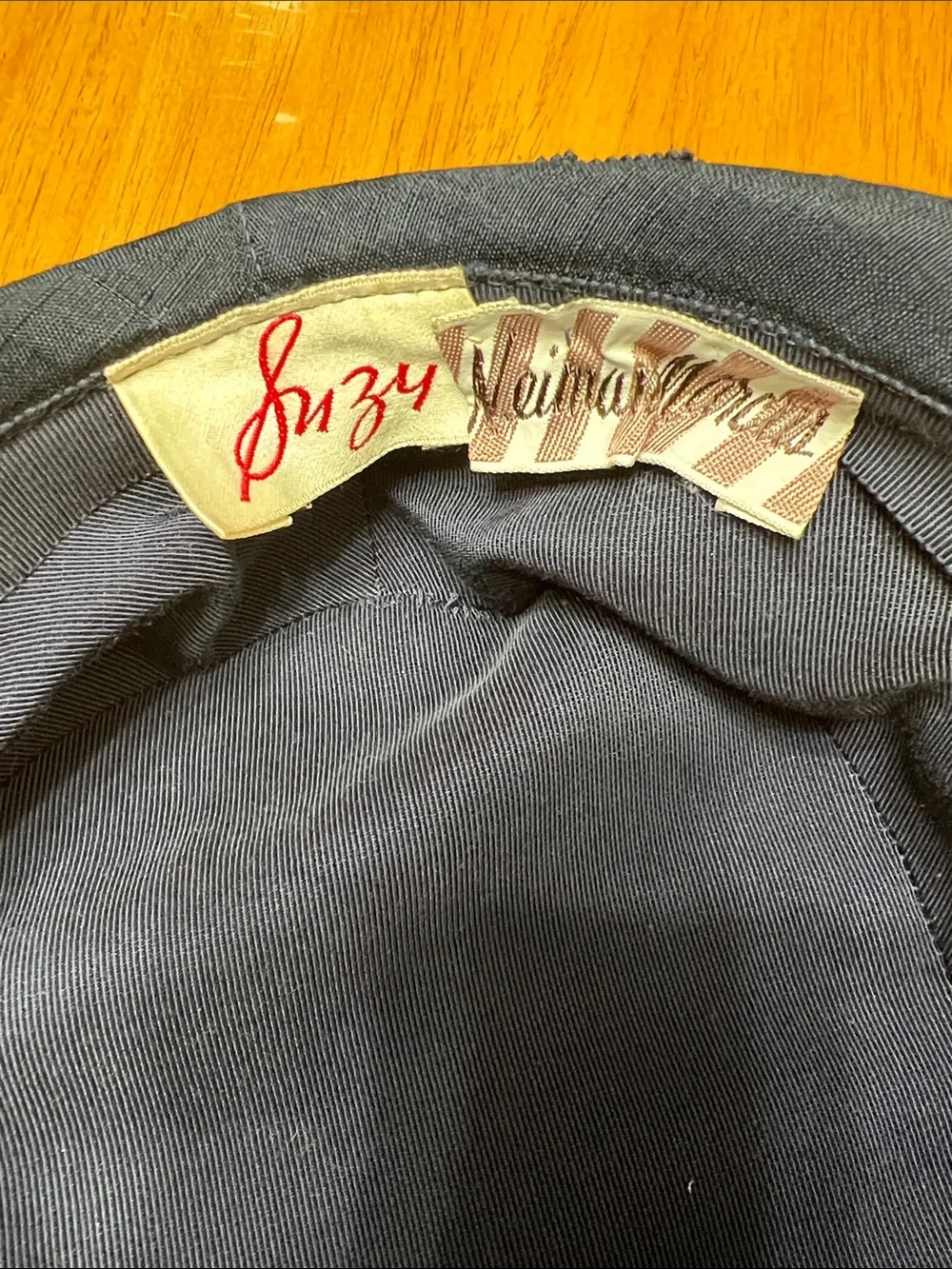Vintage Suzy Neiman Marcus Blue Cloche Hat with Bow.